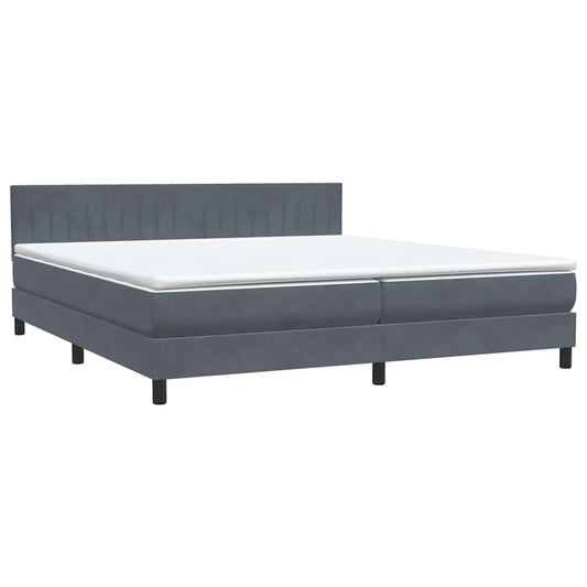 vidaXL Κρεβάτι Boxspring με Στρώμα Σκούρο Γκρι 180x210 εκ. Βελούδινο