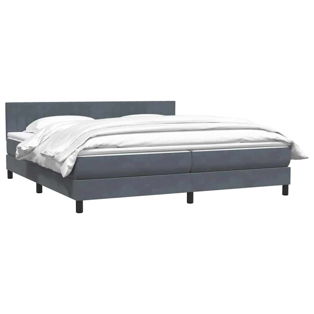 vidaXL Κρεβάτι Boxspring με Στρώμα Σκούρο Γκρι 180x210 εκ. Βελούδινο