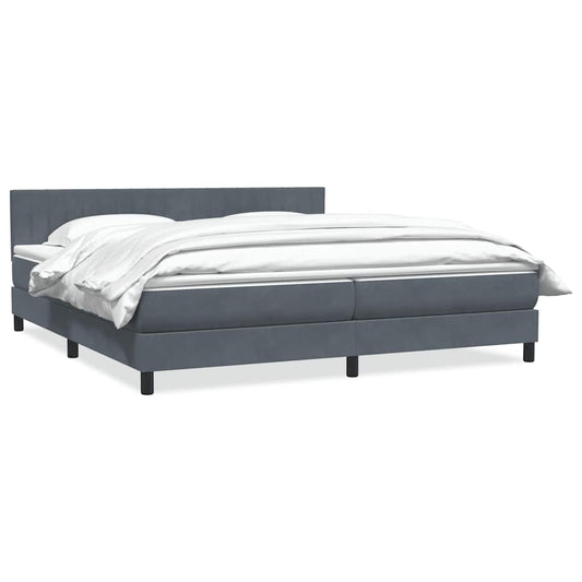 vidaXL Κρεβάτι Boxspring με Στρώμα Σκούρο Γκρι 180x210 εκ. Βελούδινο