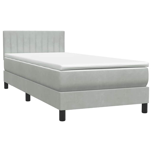 vidaXL Box Spring κρεβάτι με στρώμα ανοιχτό γκρι 80x220 cm Βελούδινο
