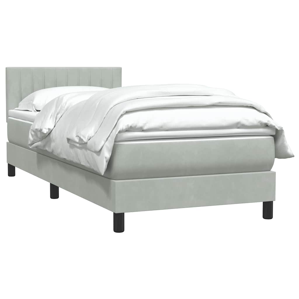 vidaXL Box Spring κρεβάτι με στρώμα ανοιχτό γκρι 80x220 cm Βελούδινο