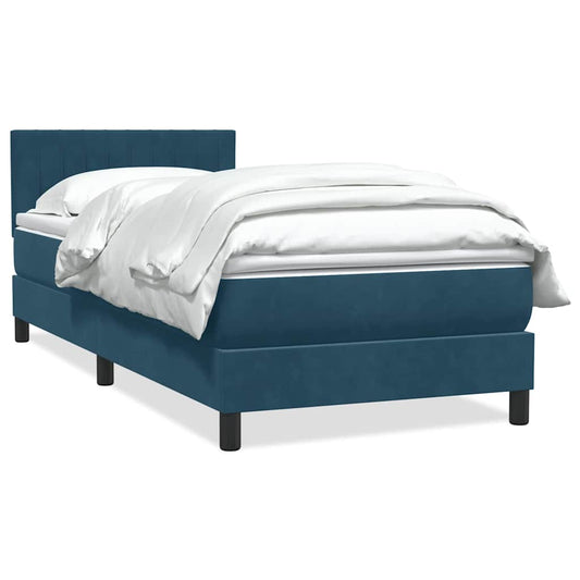 vidaXL Κρεβάτι Boxspring με Στρώμα Σκούρο Μπλε 80x220 εκ. Βελούδινο
