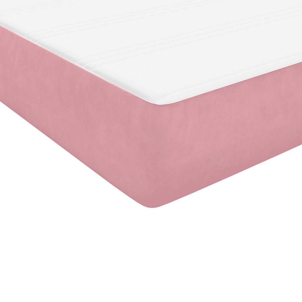 vidaXL Box Spring κρεβάτι με στρώμα ροζ 140x220 cm Βελούδινο