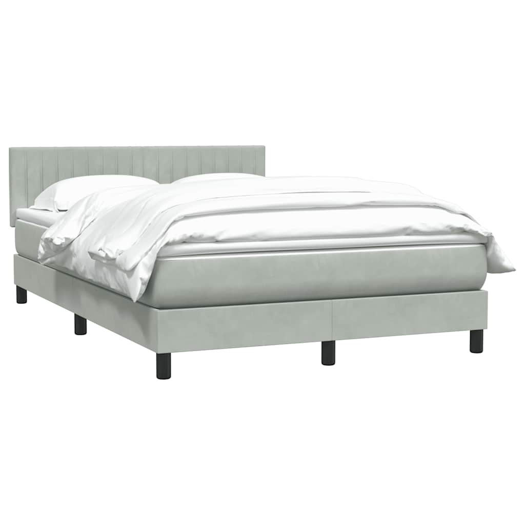 vidaXL Κρεβάτι Boxspring με Στρώμα Ανοιχτό Γκρι 160x220 εκ. Βελούδινο