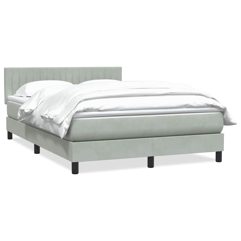 vidaXL Κρεβάτι Boxspring με Στρώμα Ανοιχτό Γκρι 160x220 εκ. Βελούδινο