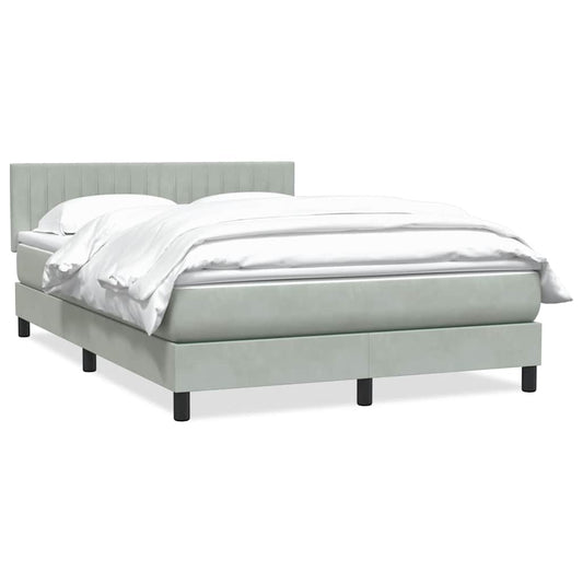 vidaXL Κρεβάτι Boxspring με Στρώμα Ανοιχτό Γκρι 160x220 εκ. Βελούδινο