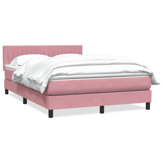 vidaXL Box Spring κρεβάτι με στρώμα ροζ 160x220 cm Βελούδινο