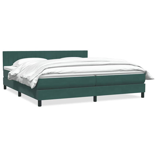 vidaXL Box Spring κρεβάτι με στρώμα σκούρο πράσινο 180x220cm Βελούδινο