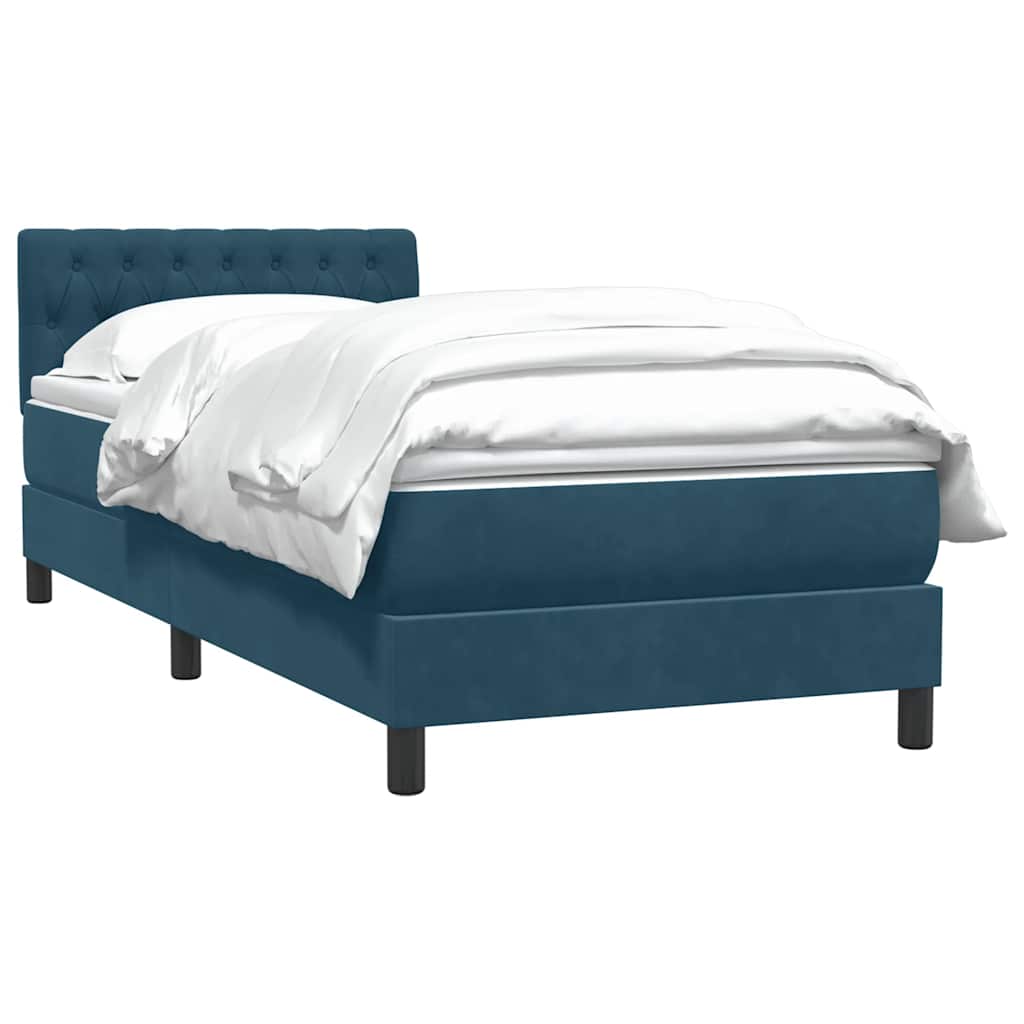 vidaXL Box Spring κρεβάτι με στρώμα σκούρο μπλε 80x210 εκ. Βελούδινο