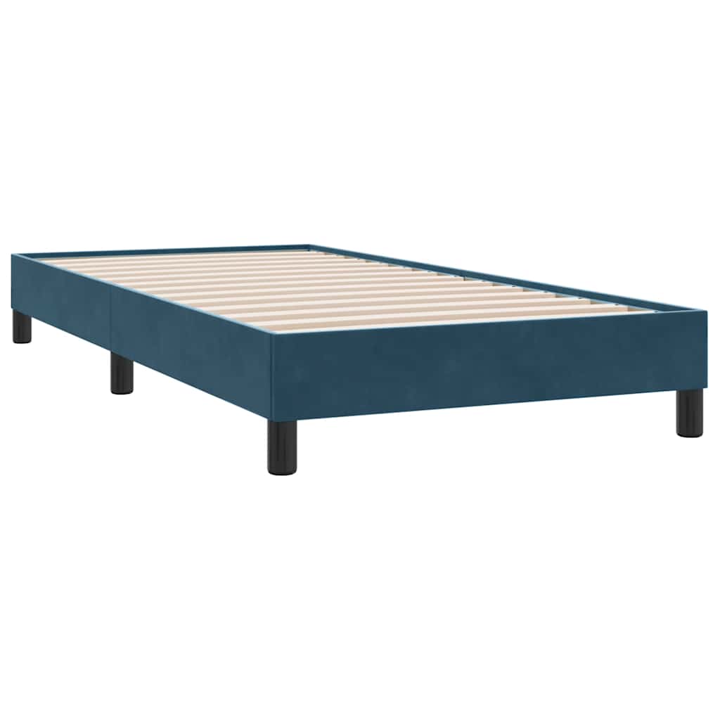 vidaXL Box Spring κρεβάτι με στρώμα σκούρο μπλε 80x210 εκ. Βελούδινο