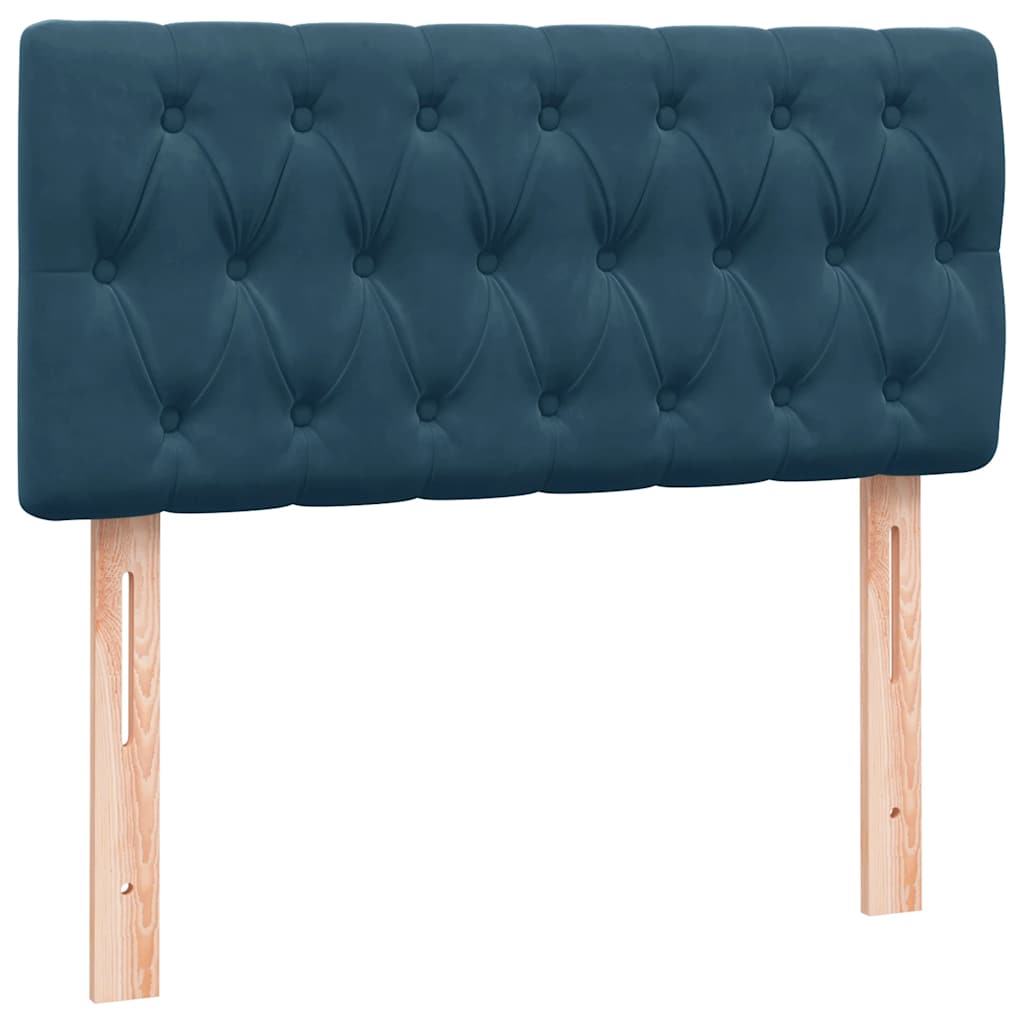 vidaXL Box Spring κρεβάτι με στρώμα σκούρο μπλε 80x210 εκ. Βελούδινο