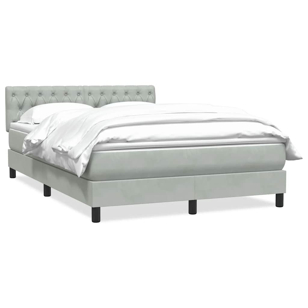 vidaXL Κρεβάτι Boxspring με Στρώμα Ανοιχτό Γκρι 160x210 εκ. Βελούδινο