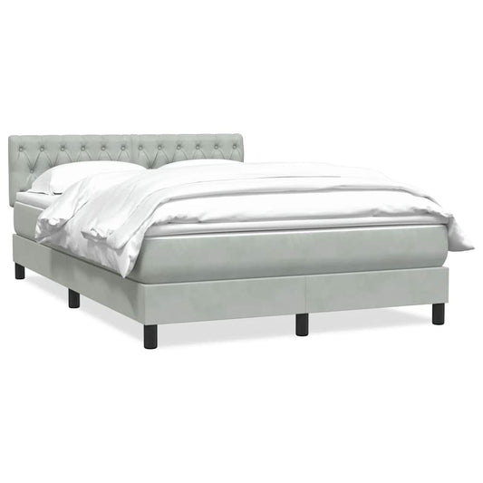 vidaXL Κρεβάτι Boxspring με Στρώμα Ανοιχτό Γκρι 160x210 εκ. Βελούδινο