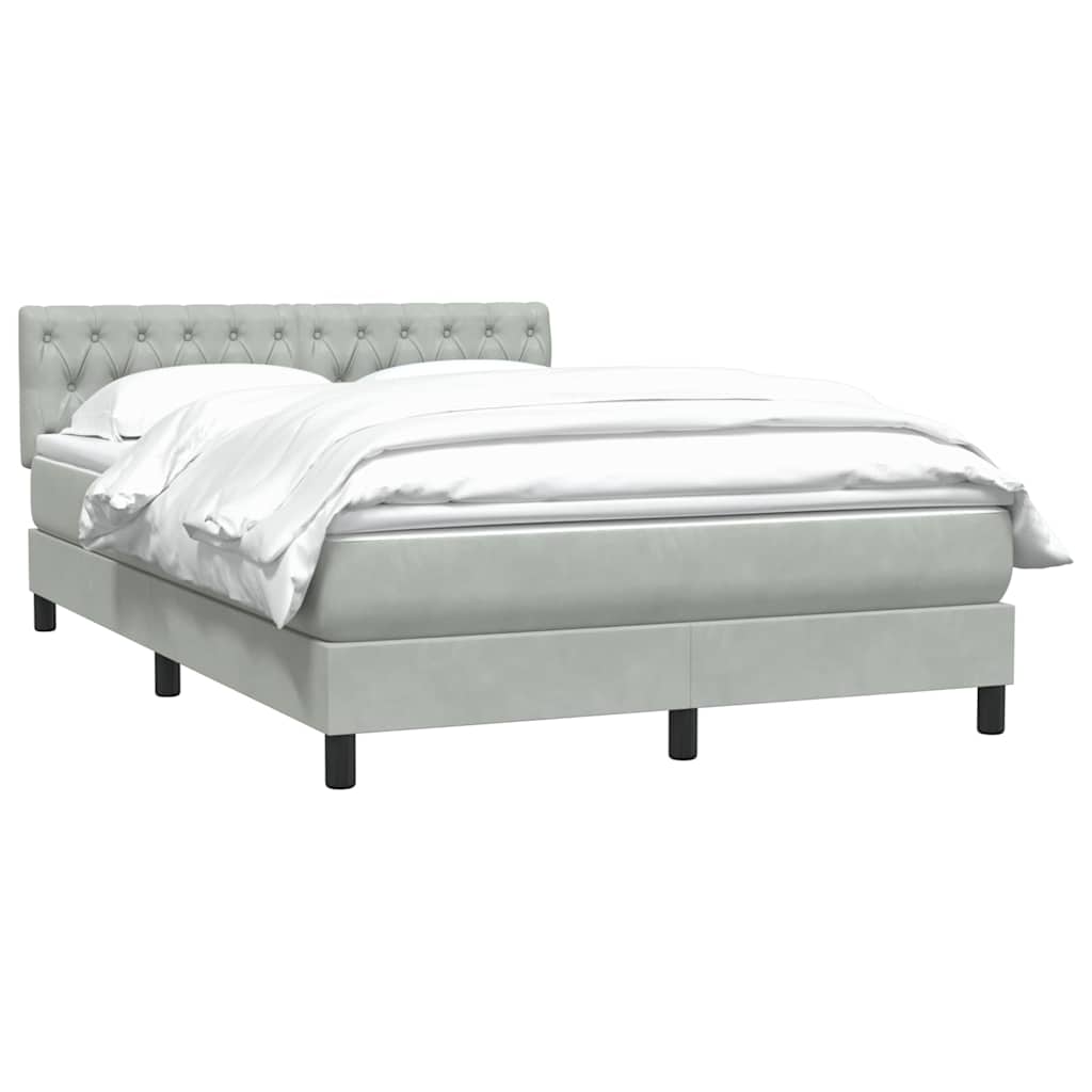 vidaXL Κρεβάτι Boxspring με Στρώμα Ανοιχτό Γκρι 160x210 εκ. Βελούδινο