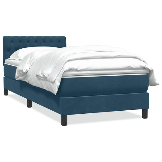 vidaXL Κρεβάτι Boxspring με Στρώμα Σκούρο Μπλε 80x220 εκ. Βελούδινο