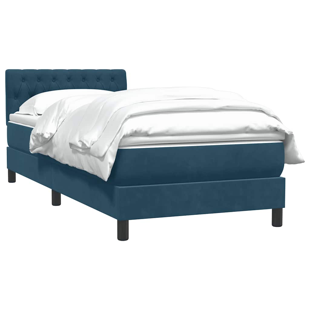 vidaXL Κρεβάτι Boxspring με Στρώμα Σκούρο Μπλε 80x220 εκ. Βελούδινο