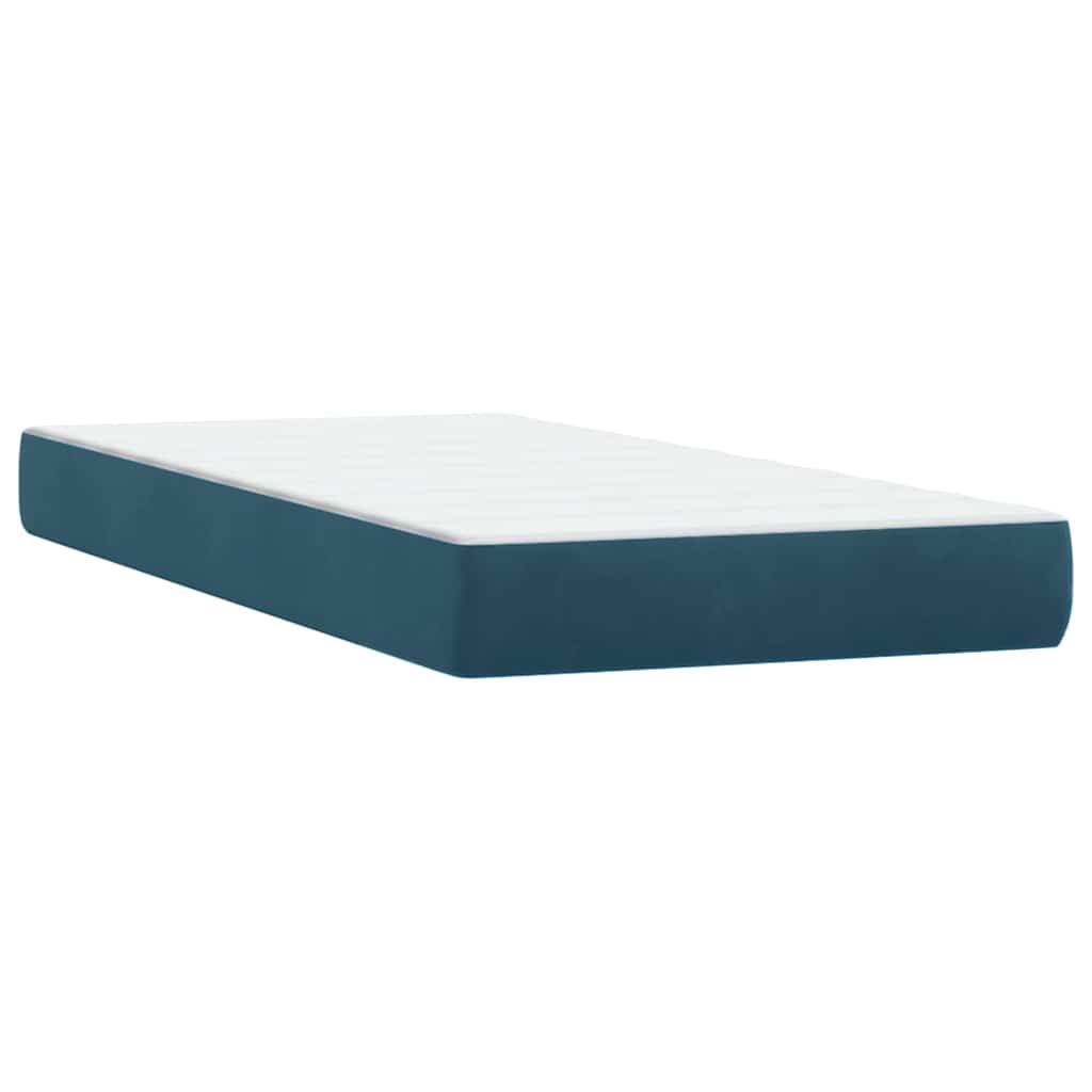 vidaXL Κρεβάτι Boxspring με Στρώμα Σκούρο Μπλε 80x220 εκ. Βελούδινο