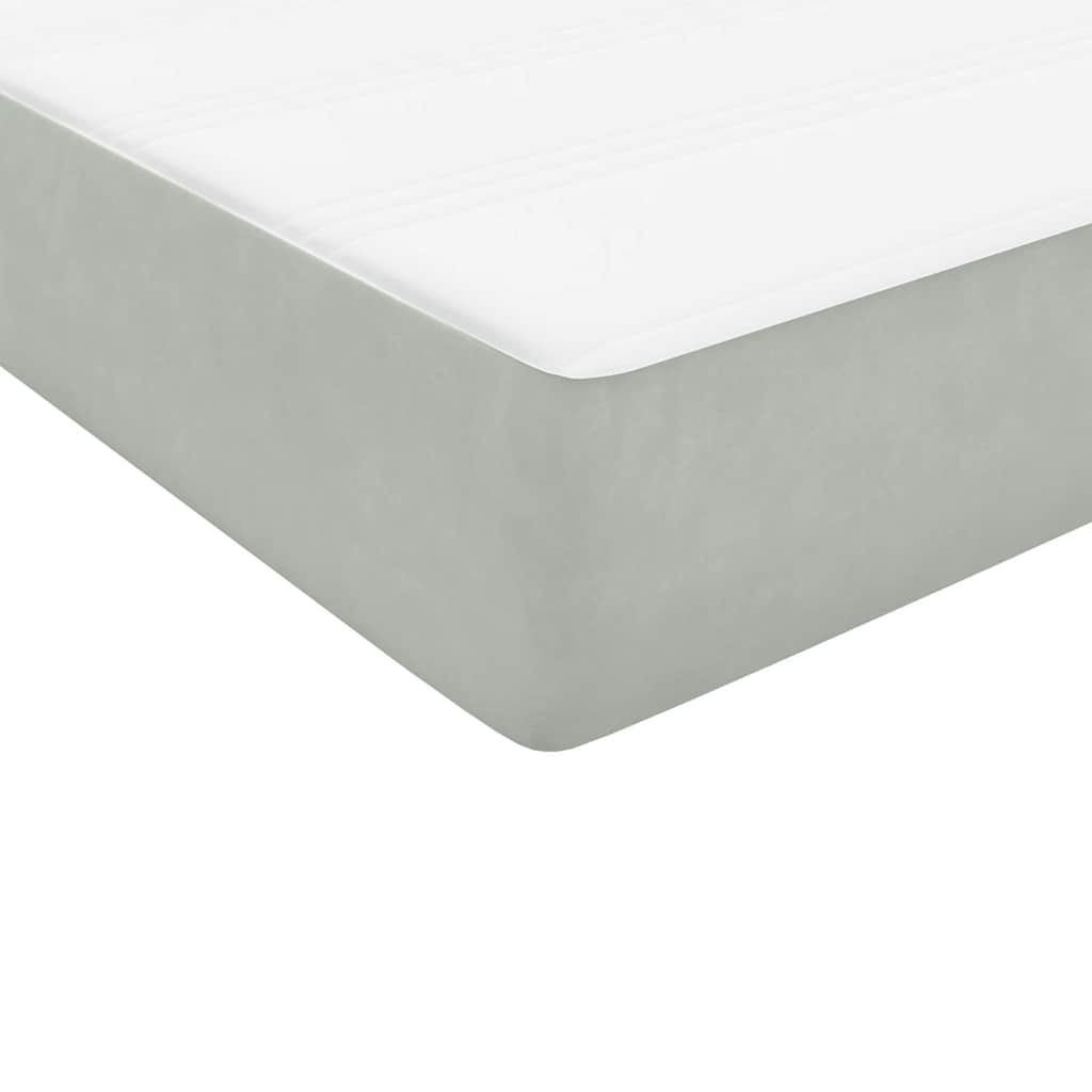vidaXL Box Spring κρεβάτι με στρώμα ανοιχτό γκρι 90x220 εκ. Βελούδινο