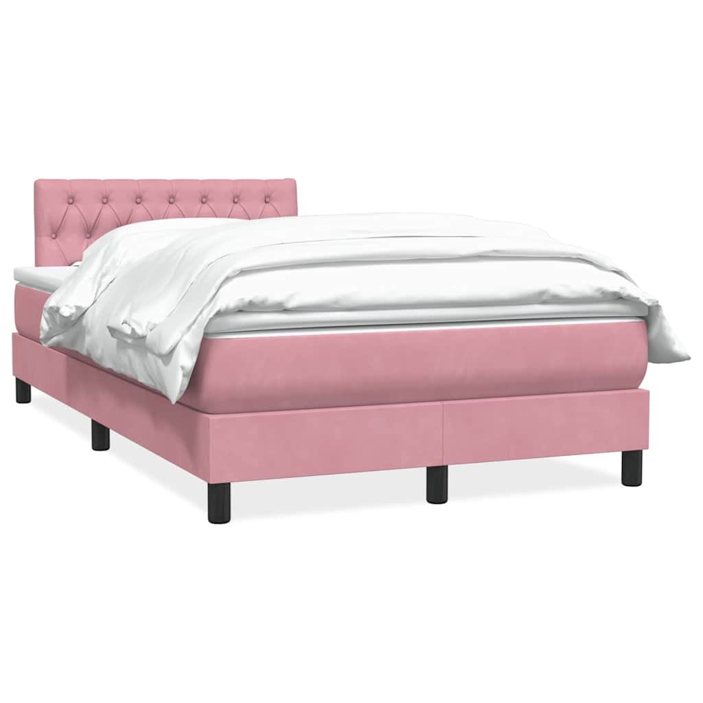 vidaXL Box Spring κρεβάτι με στρώμα ροζ 120x220 cm Βελούδινο