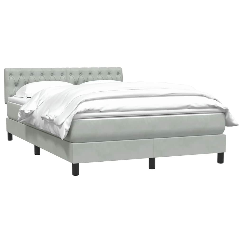 vidaXL Κρεβάτι Boxspring με Στρώμα Ανοιχτό Γκρι 160x220 εκ. Βελούδινο