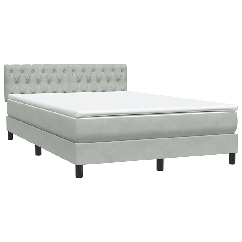 vidaXL Κρεβάτι Boxspring με Στρώμα Ανοιχτό Γκρι 160x220 εκ. Βελούδινο