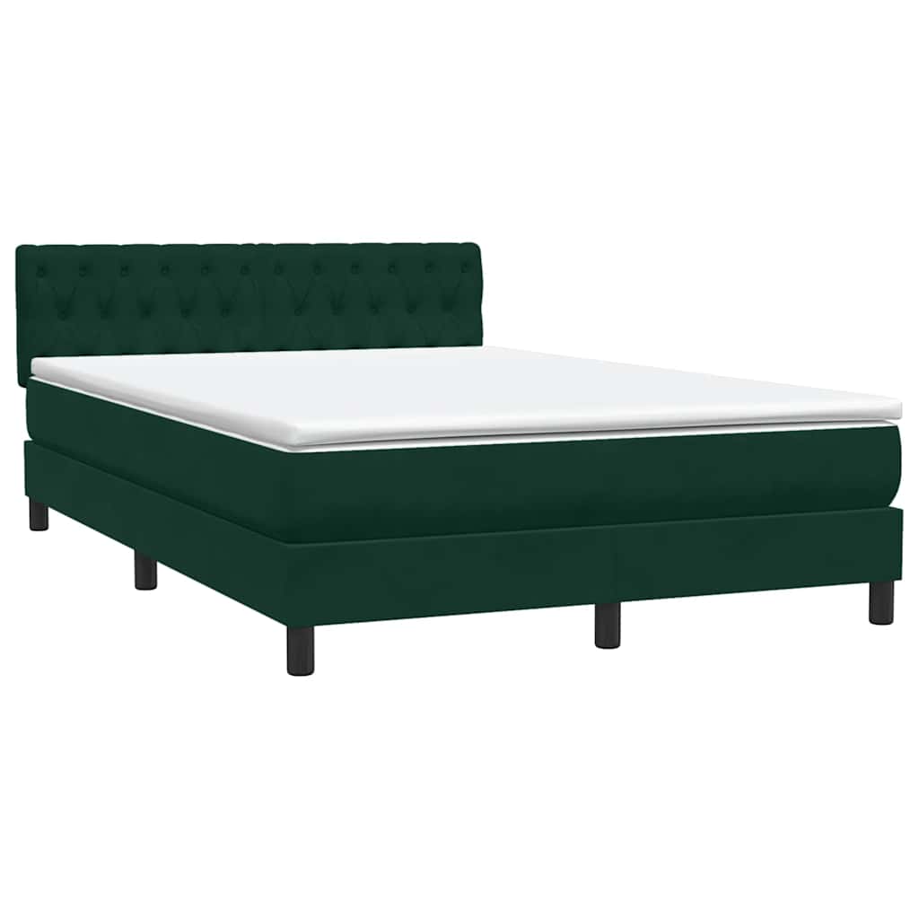 vidaXL Box Spring κρεβάτι με στρώμα σκούρο πράσινο 160x220cm Βελούδινο