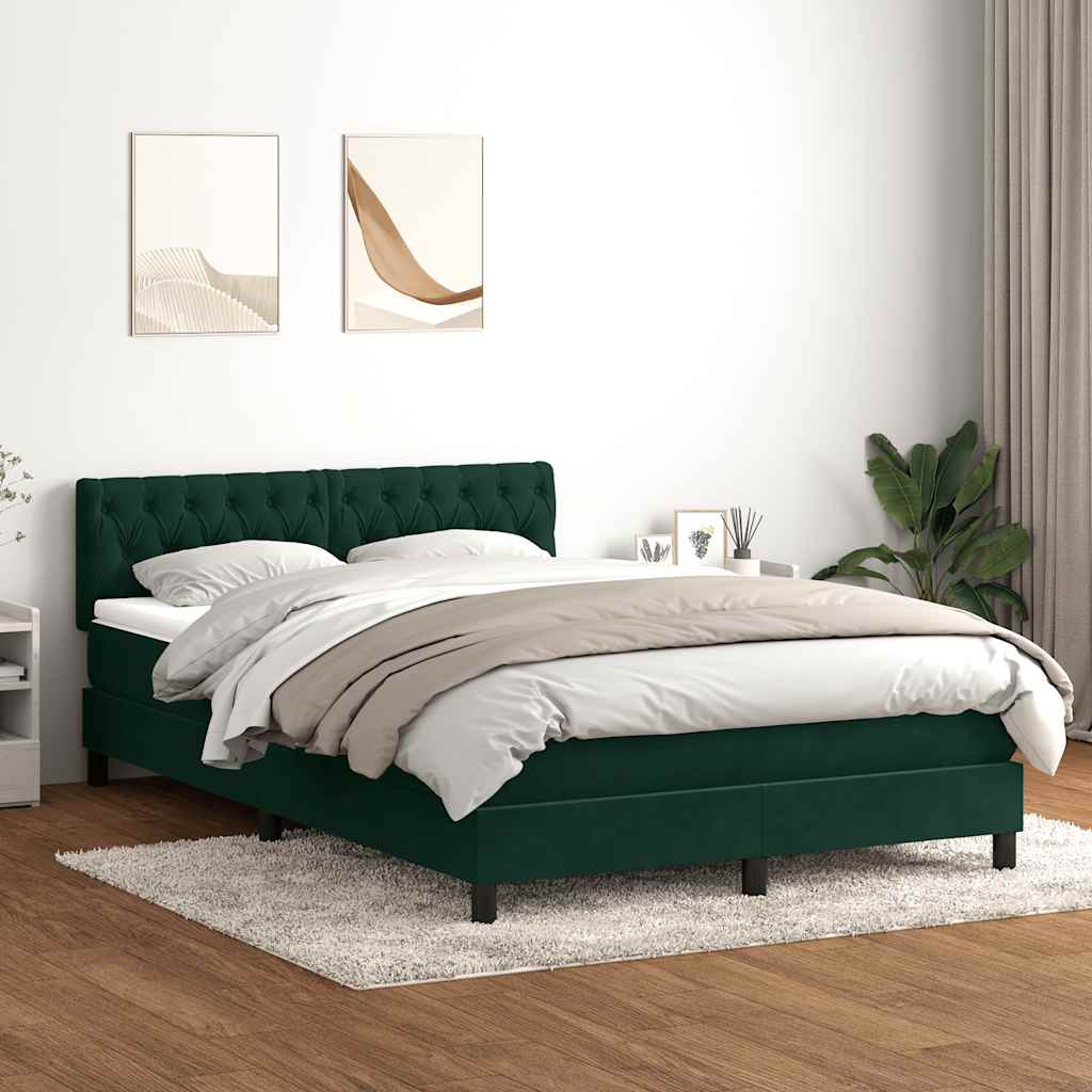 vidaXL Box Spring κρεβάτι με στρώμα σκούρο πράσινο 160x220cm Βελούδινο