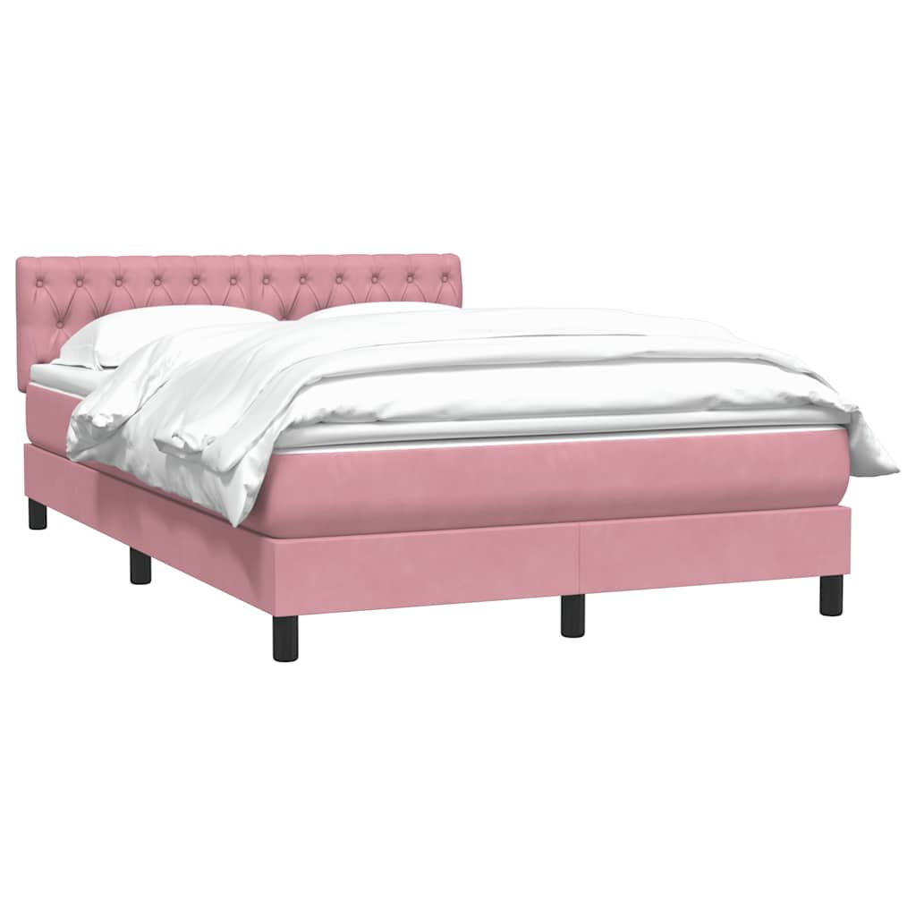 vidaXL Box Spring κρεβάτι με στρώμα ροζ 160x220 cm Βελούδινο