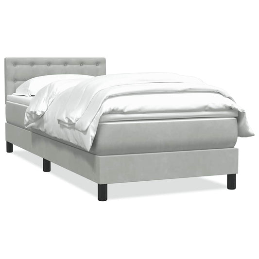 vidaXL Κρεβάτι Boxspring με Στρώμα Ανοιχτό Γκρι 80x210 εκ. Βελούδινο