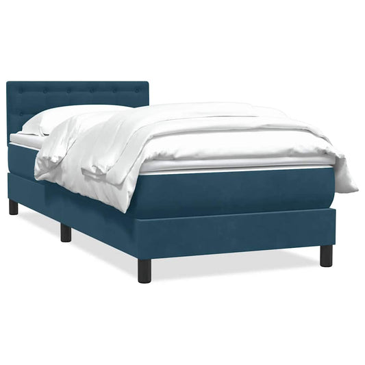 vidaXL Box Spring κρεβάτι με στρώμα σκούρο μπλε 80x210 εκ. Βελούδινο