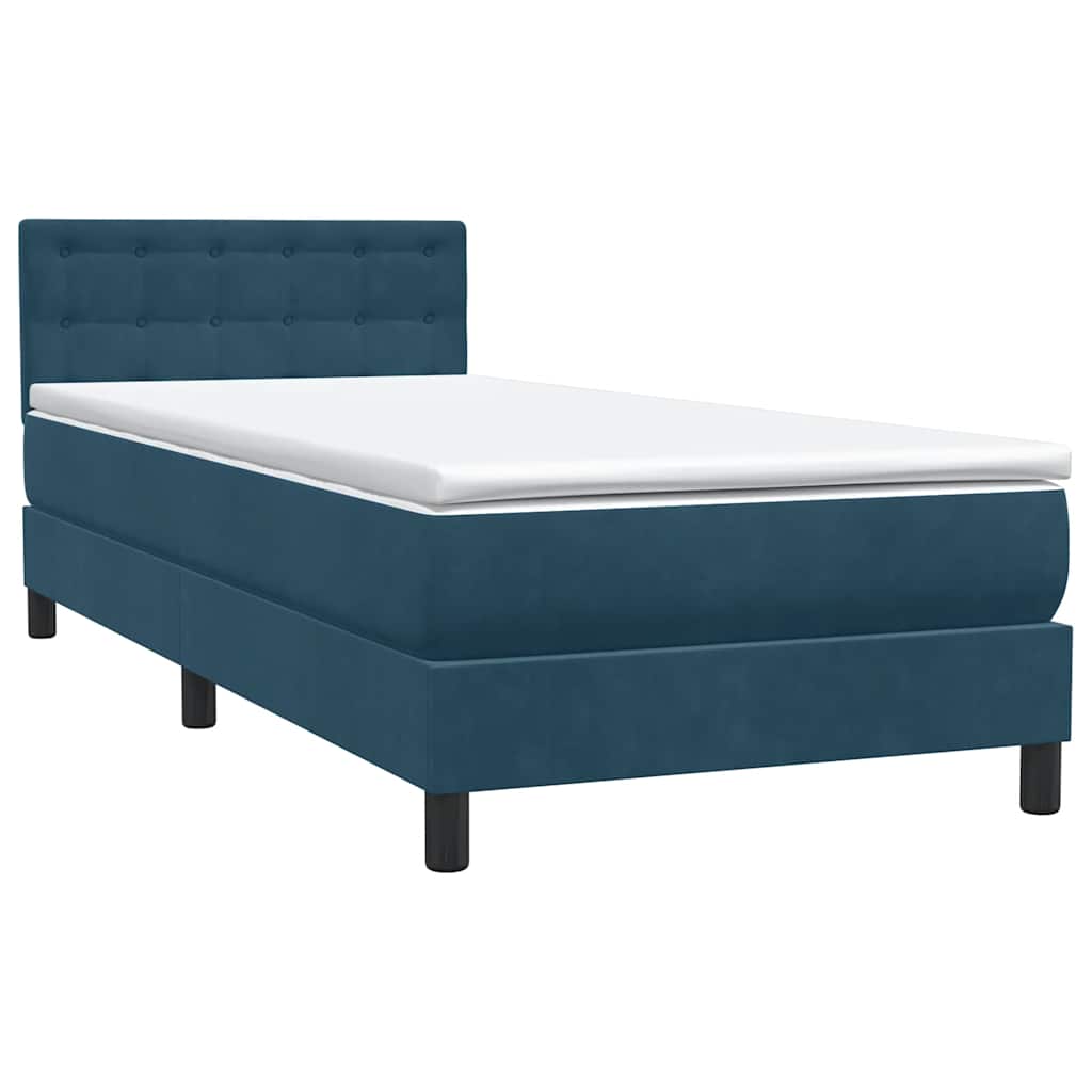 vidaXL Box Spring κρεβάτι με στρώμα σκούρο μπλε 80x210 εκ. Βελούδινο