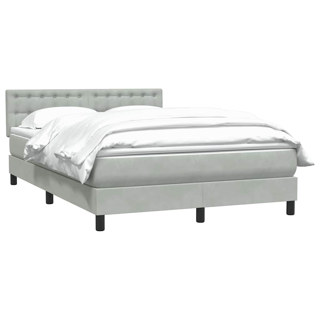 vidaXL Κρεβάτι Boxspring με Στρώμα Ανοιχτό Γκρι 160x210 εκ. Βελούδινο
