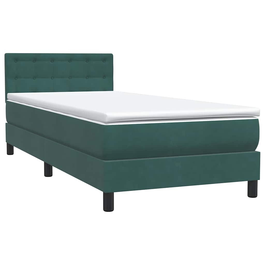 vidaXL Box Spring κρεβάτι με στρώμα σκούρο πράσινο 80x220εκ. Βελούδινο