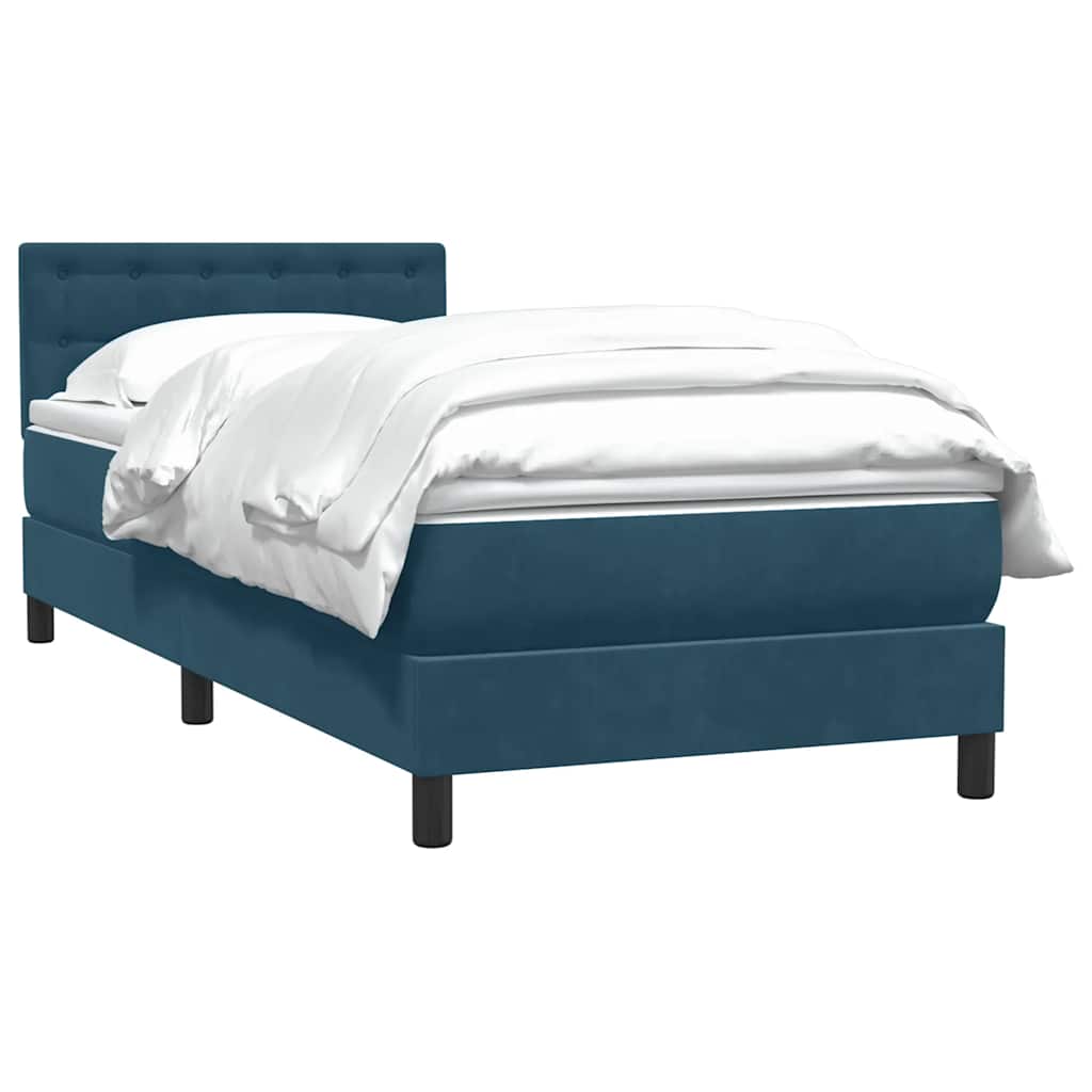 vidaXL Κρεβάτι Boxspring με Στρώμα Σκούρο Μπλε 80x220 εκ. Βελούδινο