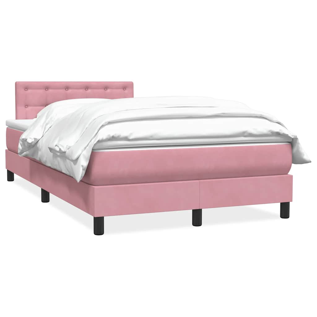 vidaXL Box Spring κρεβάτι με στρώμα ροζ 120x220 cm Βελούδινο