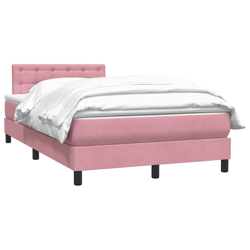 vidaXL Box Spring κρεβάτι με στρώμα ροζ 120x220 cm Βελούδινο