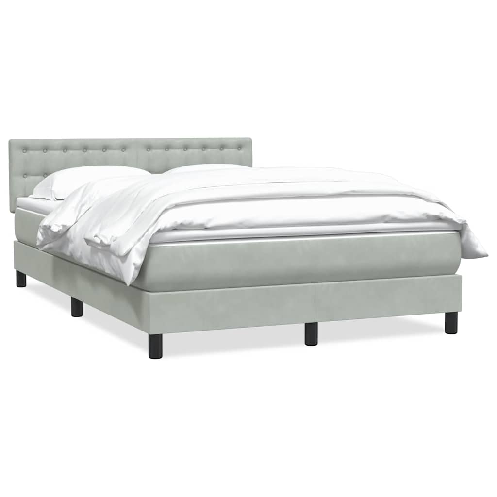 vidaXL Κρεβάτι Boxspring με Στρώμα Ανοιχτό Γκρι 160x220 εκ. Βελούδινο