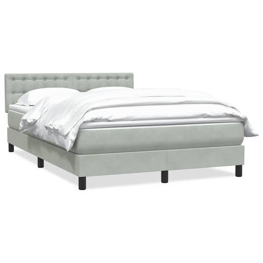 vidaXL Κρεβάτι Boxspring με Στρώμα Ανοιχτό Γκρι 160x220 εκ. Βελούδινο