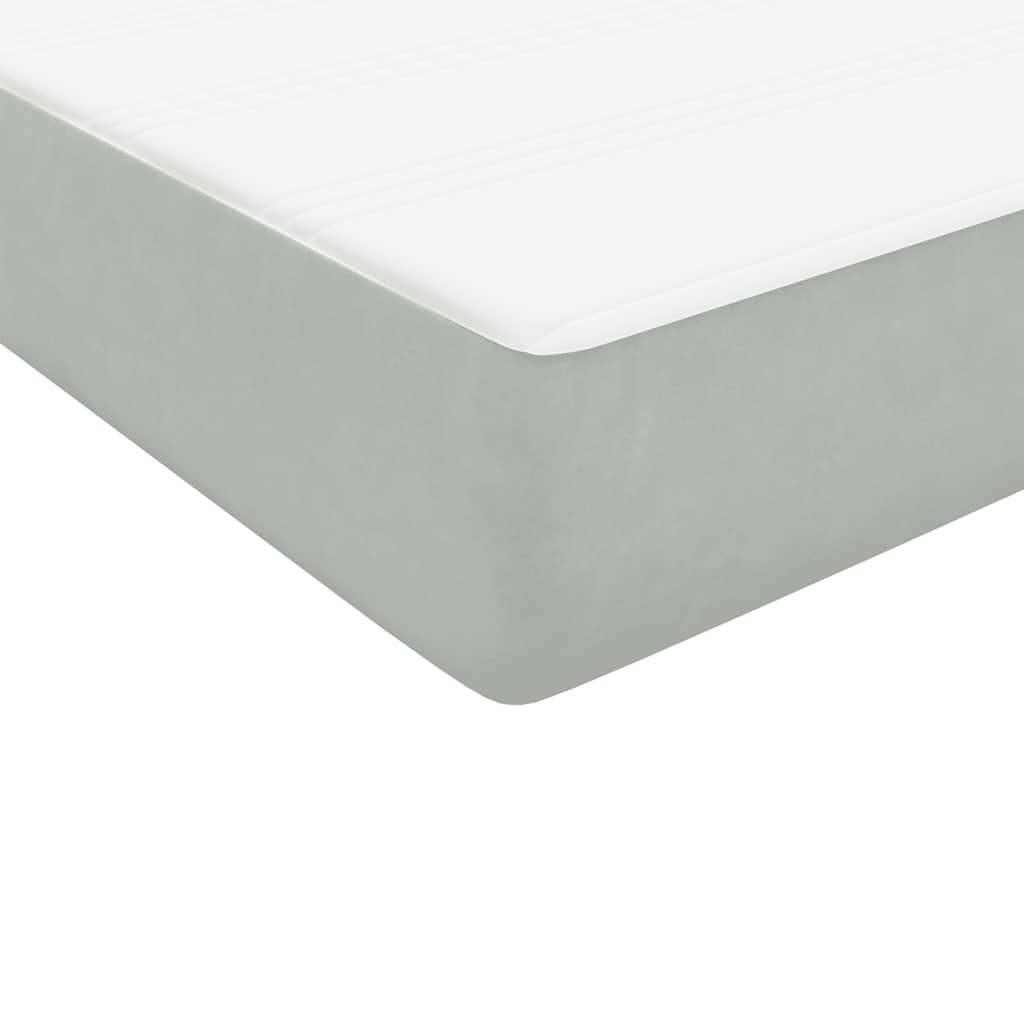 vidaXL Κρεβάτι Boxspring με Στρώμα Ανοιχτό Γκρι 160x220 εκ. Βελούδινο