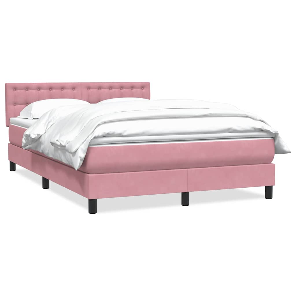 vidaXL Box Spring κρεβάτι με στρώμα ροζ 160x220 cm Βελούδινο