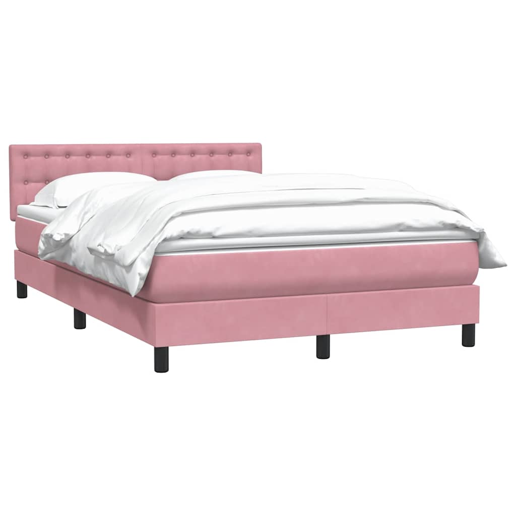 vidaXL Box Spring κρεβάτι με στρώμα ροζ 160x220 cm Βελούδινο