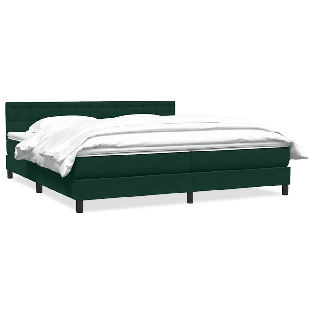 vidaXL Box Spring κρεβάτι με στρώμα σκούρο πράσινο 180x220cm Βελούδινο