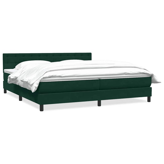 vidaXL Box Spring κρεβάτι με στρώμα σκούρο πράσινο 180x220cm Βελούδινο