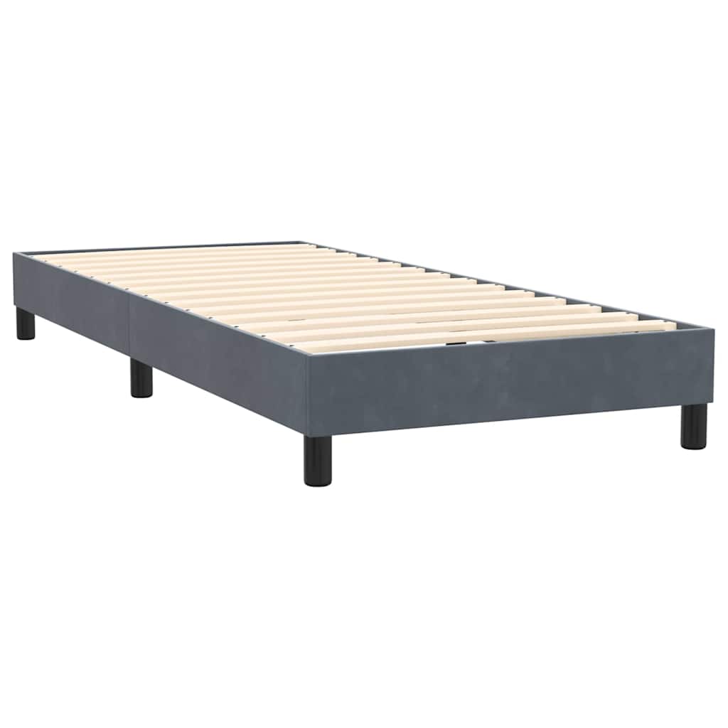 vidaXL Κρεβάτι Boxspring με Στρώμα & LED Σκούρο γκρι 80x210 εκ. Βελούδινο