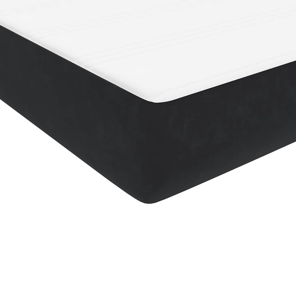 vidaXL Κρεβάτι Boxspring με Στρώμα & LED Μαύρο 90x210 εκ. Βελούδινο