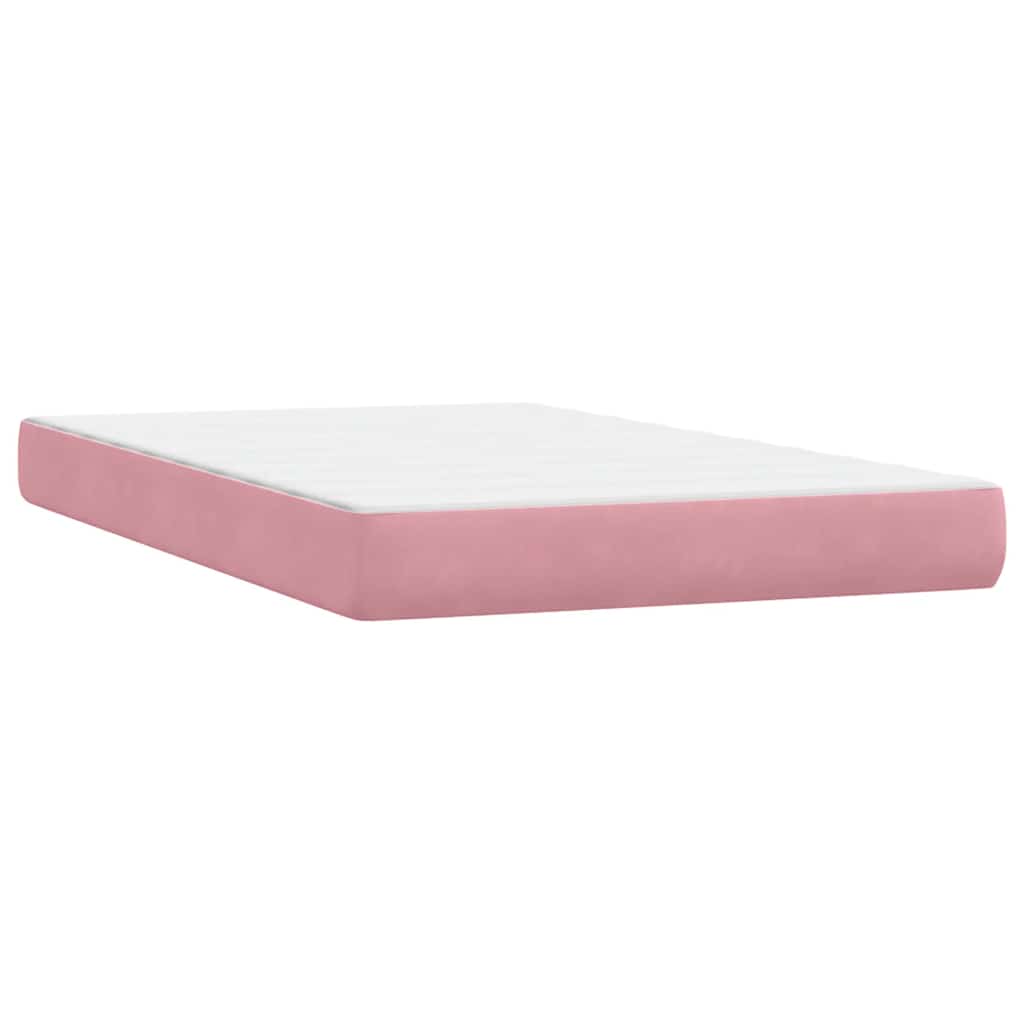 vidaXL Κρεβάτι Boxspring με Στρώμα & LED Ροζ 120x210 εκ. Βελούδινο