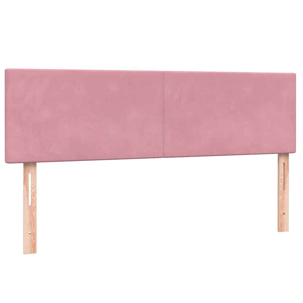 vidaXL Κρεβάτι Boxspring με Στρώμα & LED Ροζ 140x210 εκ. Βελούδινο