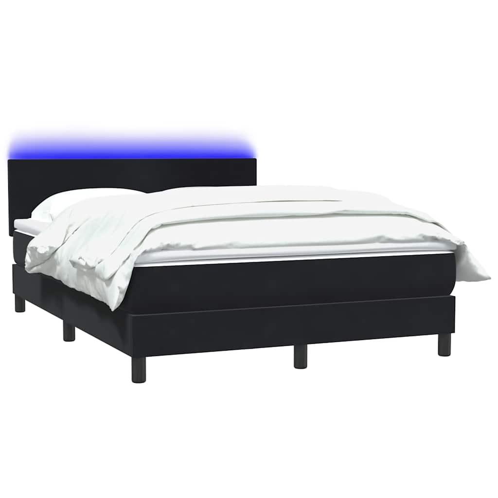 vidaXL Κρεβάτι Boxspring με Στρώμα & LED Μαύρο 160x210 εκ. Βελούδινο
