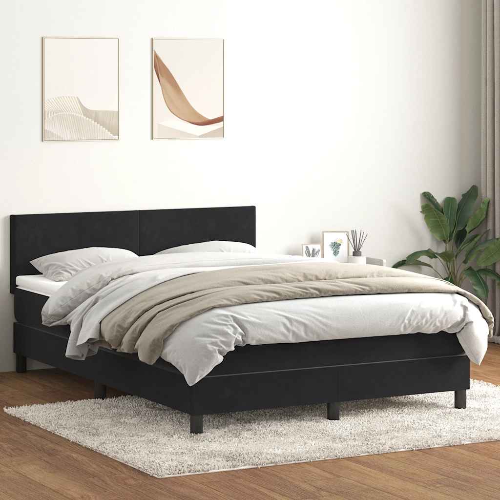 vidaXL Κρεβάτι Boxspring με Στρώμα & LED Μαύρο 160x210 εκ. Βελούδινο