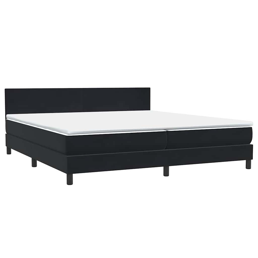 vidaXL Κρεβάτι Boxspring με Στρώμα & LED Μαύρο 180x210 εκ. Βελούδινο